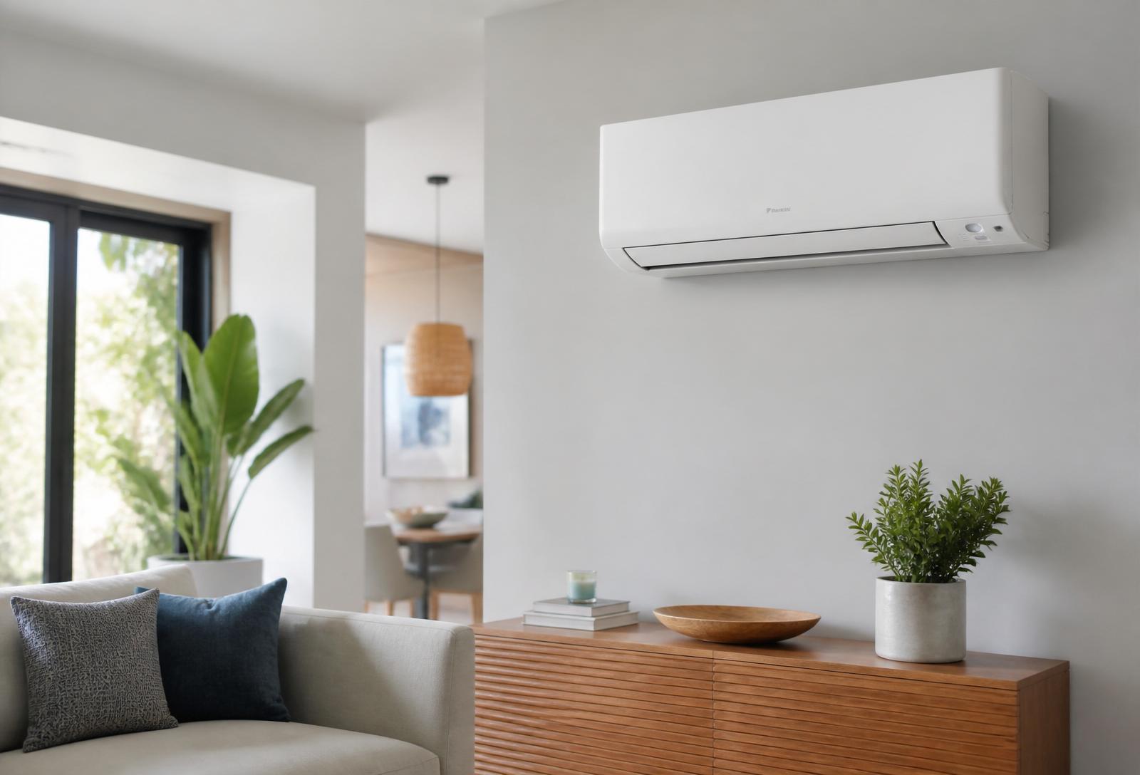 Wall-mounted split air conditioning system in a modern UK home
